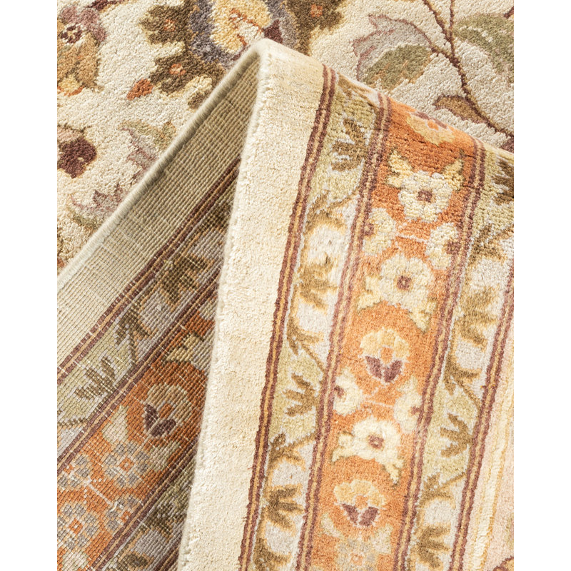 One-of-a-Kind Hayner Hand-Knotted 9' x 12'3" Area Rug in Ivory/Rust/Olive
