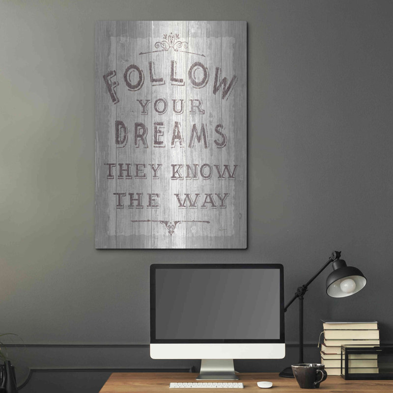 «Follow Dreams Driftwood» par Sue Schlabach, art mural en métal, H 36 po x l 24 po