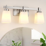 ETL Certificated Vanity Light with Milk Glass Shades, Modern Bathroom Light Fixture