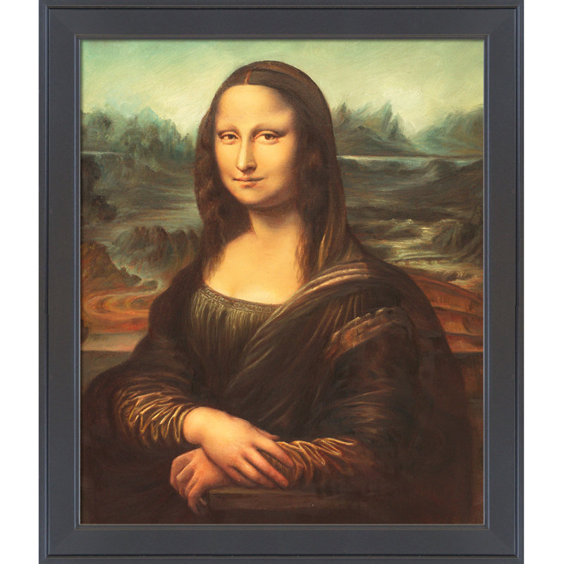 «Mona Lisa» par Leonardo Da Vinci, reproduction d'art sur toile tendue, H 24 po x l 28 po x P 2 po, Cadre noir