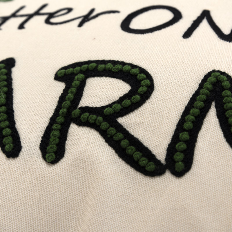 Embroidered Cotton Reversible Throw Pillow