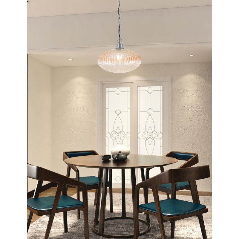 Luminaire suspendu Troy suspendu au fini graphite avec microbilles de verre ambré 12 po