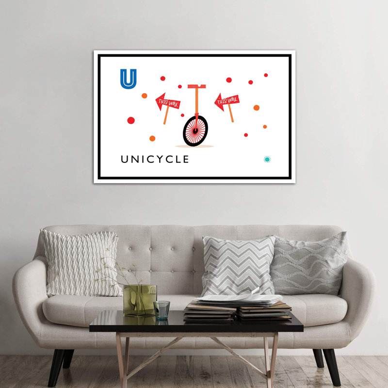 «U Is for Monicycle» - Impression, Aucun mat, H 40 po x l 60 po x 1,5 po, Toile blanche encadrée