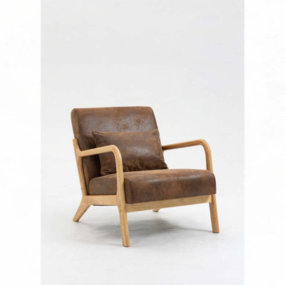 Solid Wood Frame Upholstered Accent Armchair