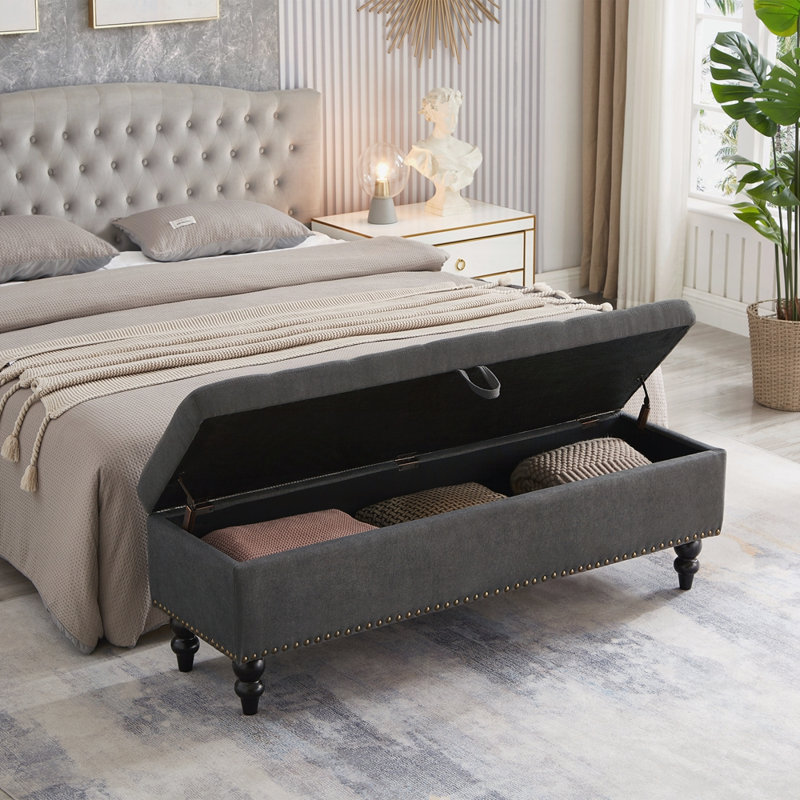Banc de lit 59 po avec rangement, Gris