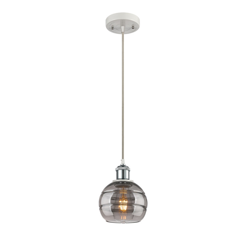 Luminaire suspendu à 1 lumière Ballston Bienes-516-G556, H 7,88 po x l 5,88 po x P 5,88 po, Gris fumée clair