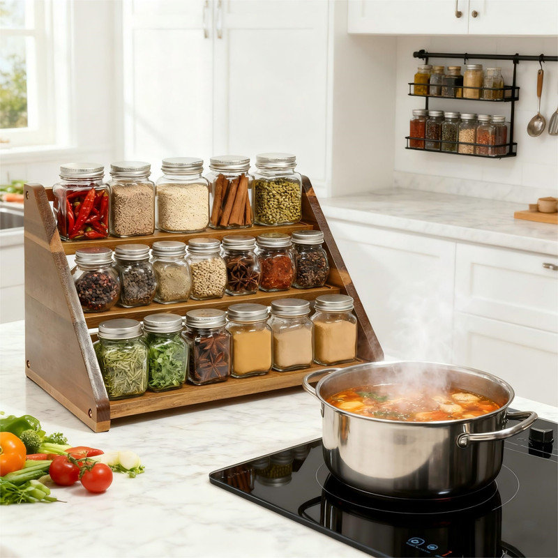 Freestanding Wood Spice Rack