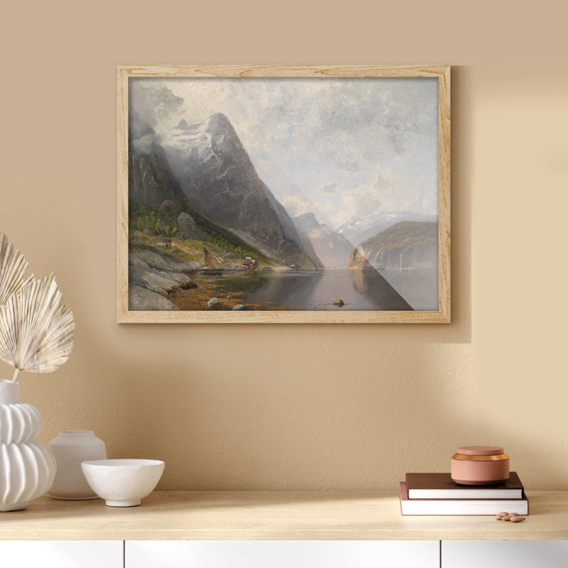 «Retro Mountain Range River Passage» sur papier, Naturel, H 12 po x l 16 po