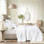 Ensemble de courtepointe réversible à volants avec bordures 4 pièces - Coussin décoratif blanc glamour