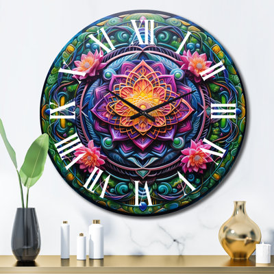 Horloge murale antique en métal Mandala IV