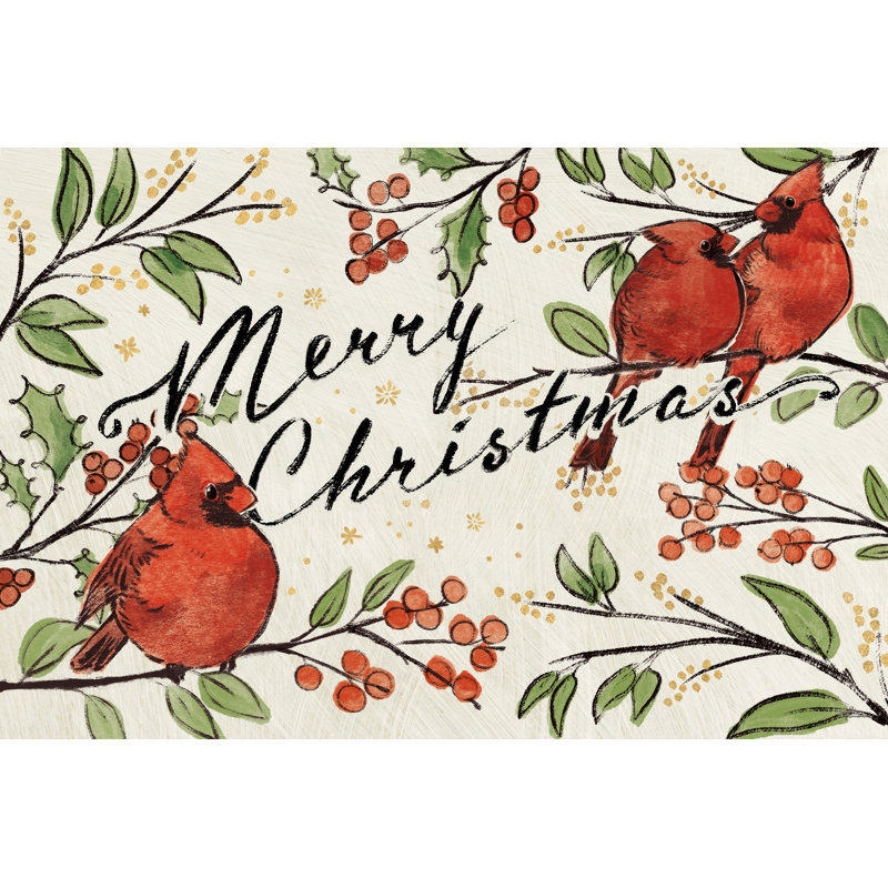 Inspiration de Noël tourtereaux de Noël - impression, H 12 po x l 18 po x P 1,25 po, Imprimé avec cadre blanc, Oui