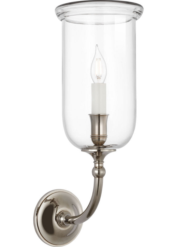 Embers 20" Single Hurricane Sconce with Clear Glass, Butler's Silver