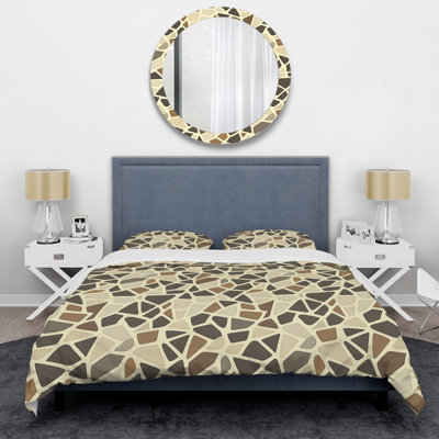 Brown Beige Triangles Pattern III - Modern Duvet Cover Set