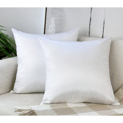 Faux Silk Euro Pillow Shams 24x24 inch, White (Set of 2)