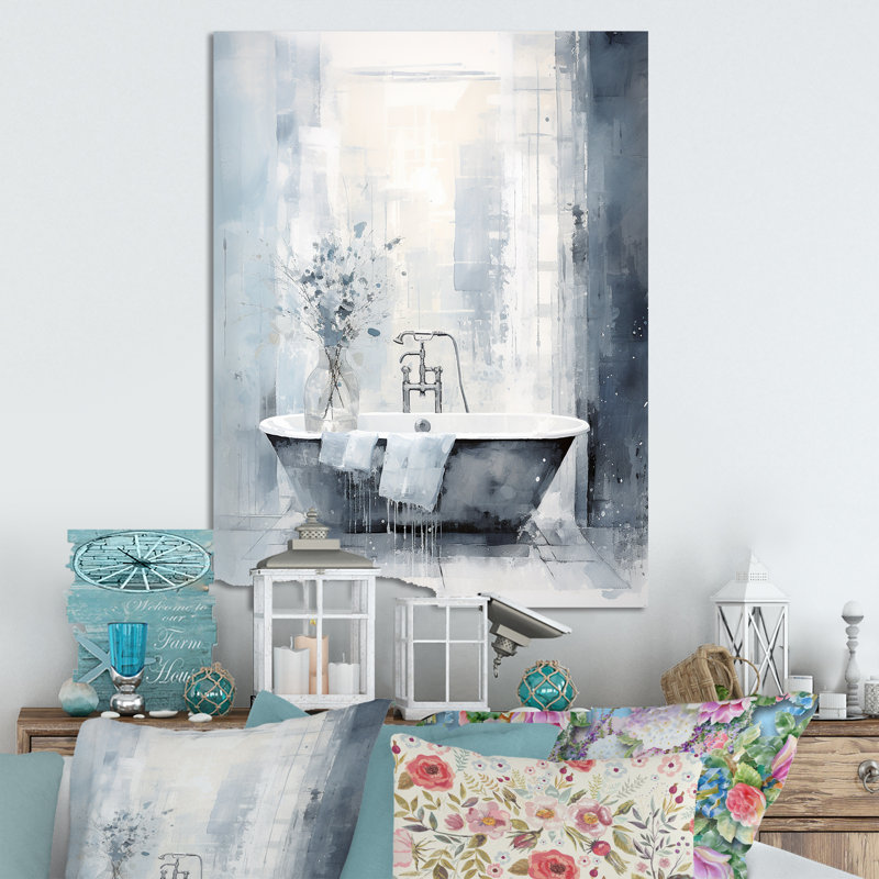 «Bathroom Minimalist Elegance III» - Art mural en métal pour salle de bain, H 20 po x l 12 po x P 1 po