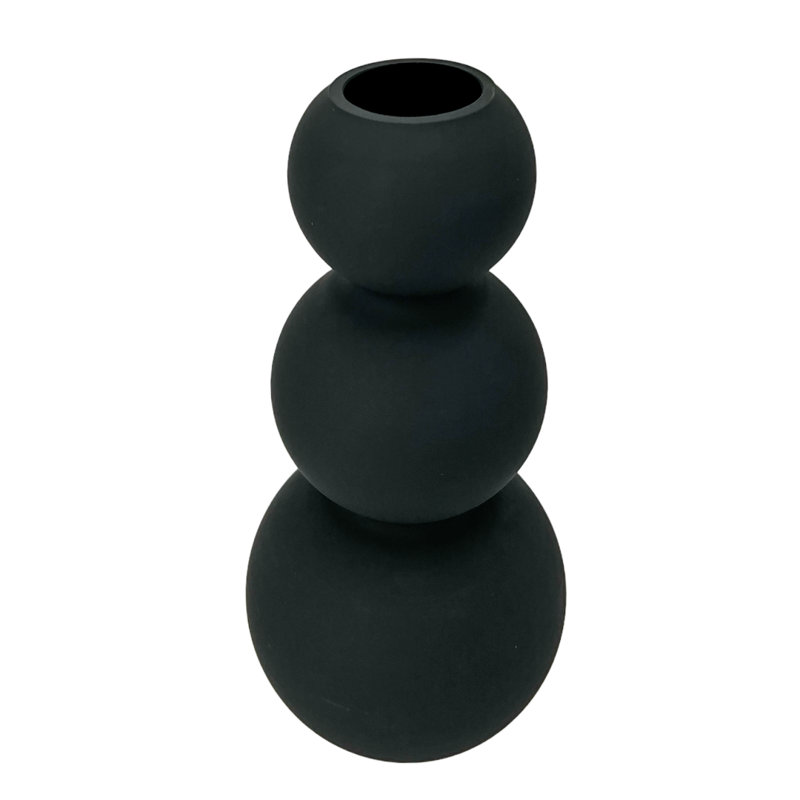 Grand vase de table en verre fabriqué à la main 13 pouces Kabel, Noir