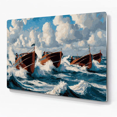 Nautique, bateaux à moteur gris, art mural