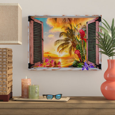 « tropical window to paradise ii », reproduction d’impression sur toile tendue
