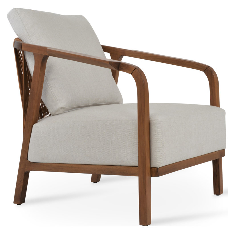 Drops Armchair in Fabric, Beige Cotton Blend