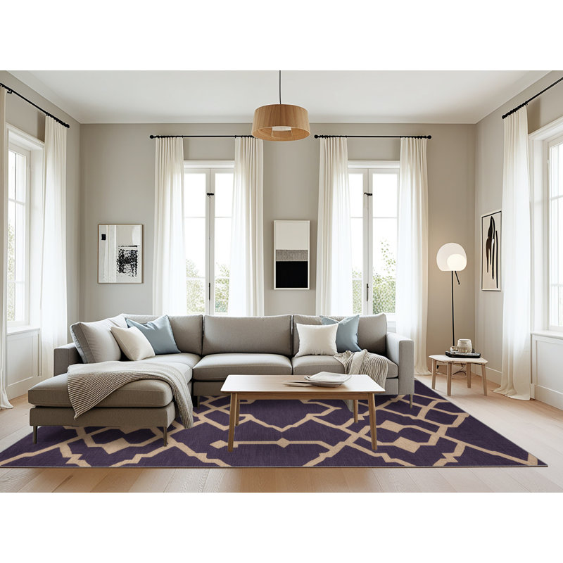 Tapis mauve lavable à la machine, Rectangle 6 pi x 9 pi