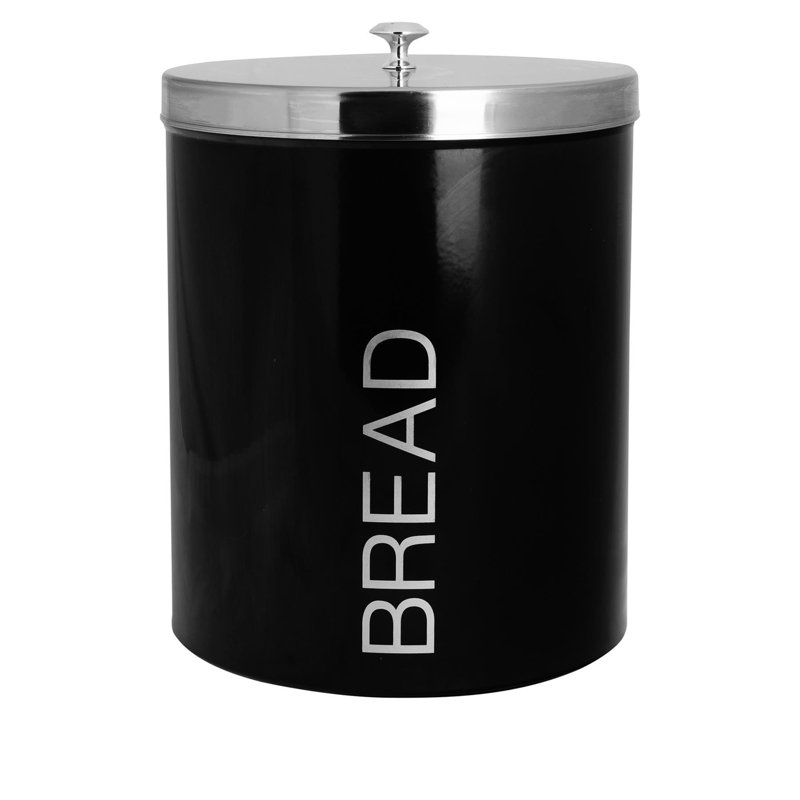 Harbour Housewares - Round Metal Kitchen Bread Bin, Black