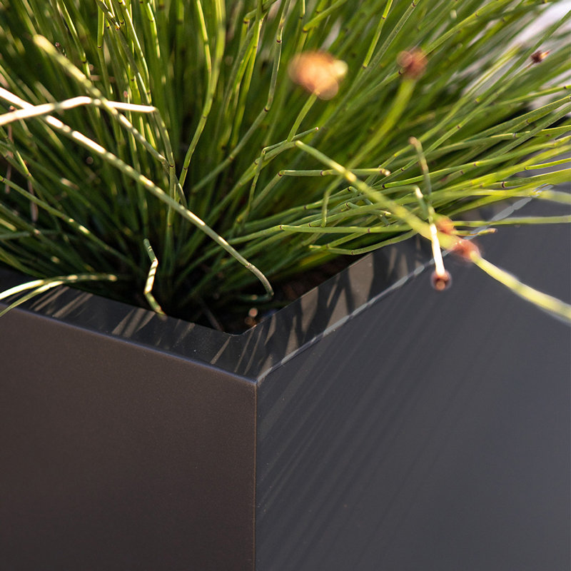 Block Series Long Box Planter, 16” H x 38” W x 15” D, Black