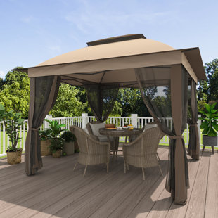 11 pi. X 11 pi Pavillon de jardin portatif avec moustiquaire