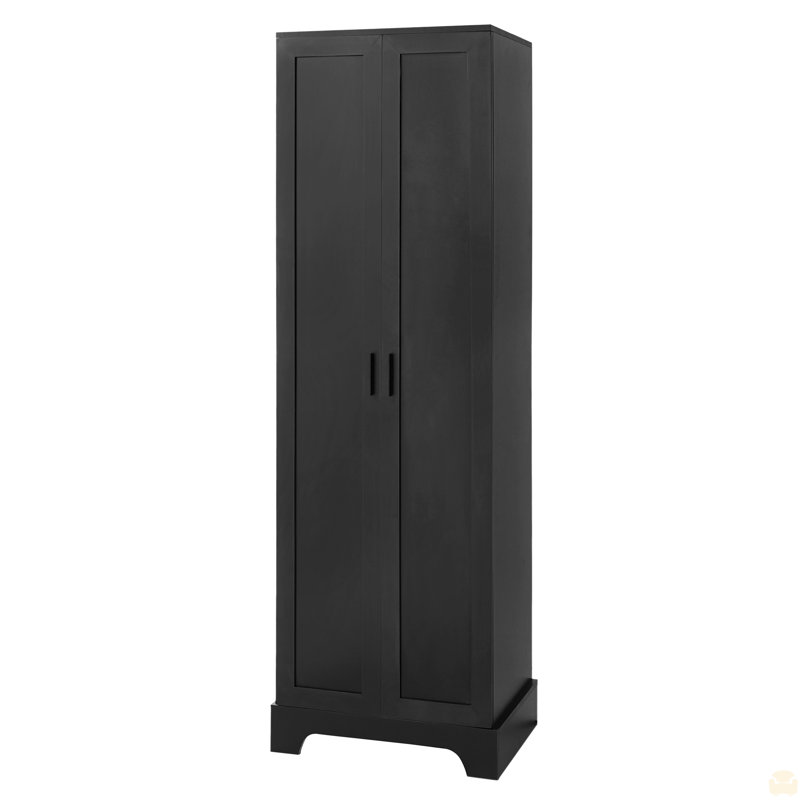Storage Cabinet with Two Doors for Bathroom, Office, Adjustable Shelf, MDF Board, Black