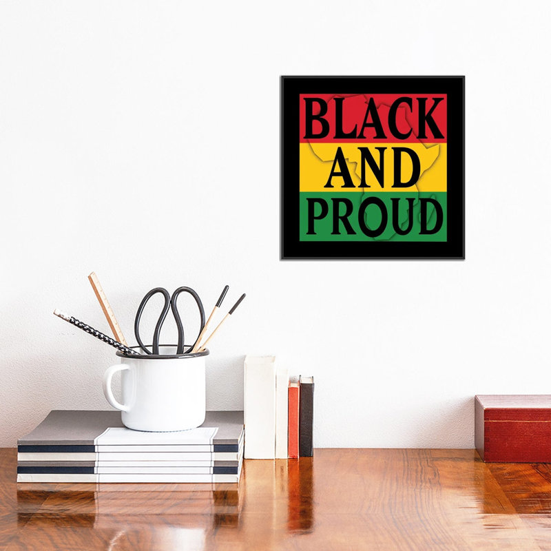 «Black And Proud I» par - Toile tendue, Toile avec cadre noir, H 12 po x l 12 po x P 1,5 po