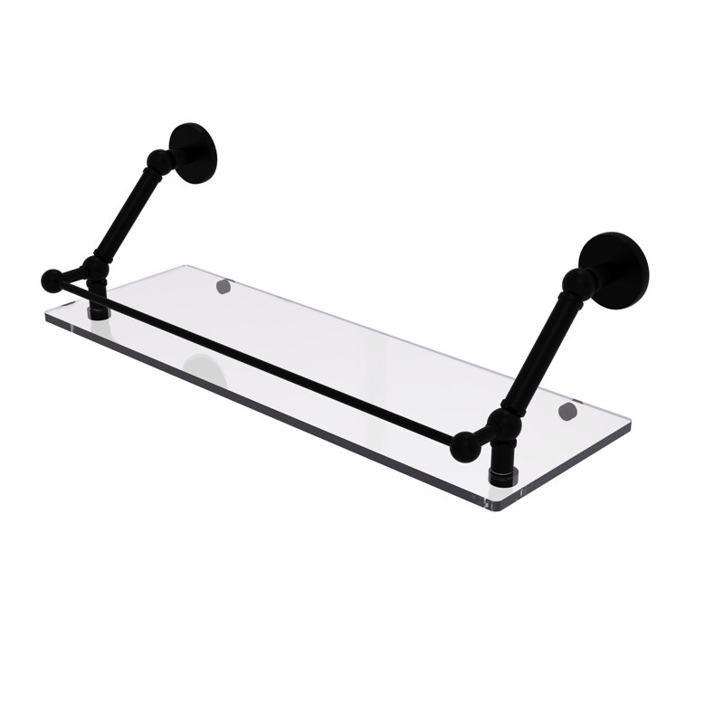 Tablette flottante Dalston avec barre de galerie, Noir mat, H 8 po x l 24 po x P 8,6 po