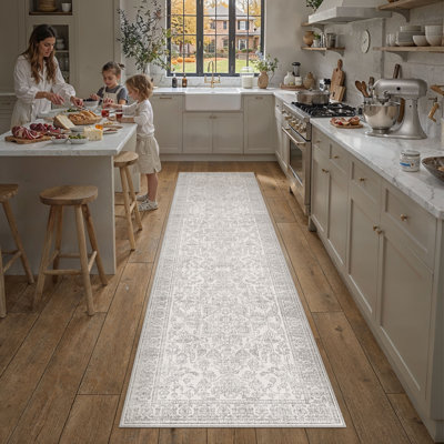 Kitty Machine Washable Oriental Area Rug with Non-Slip Backing