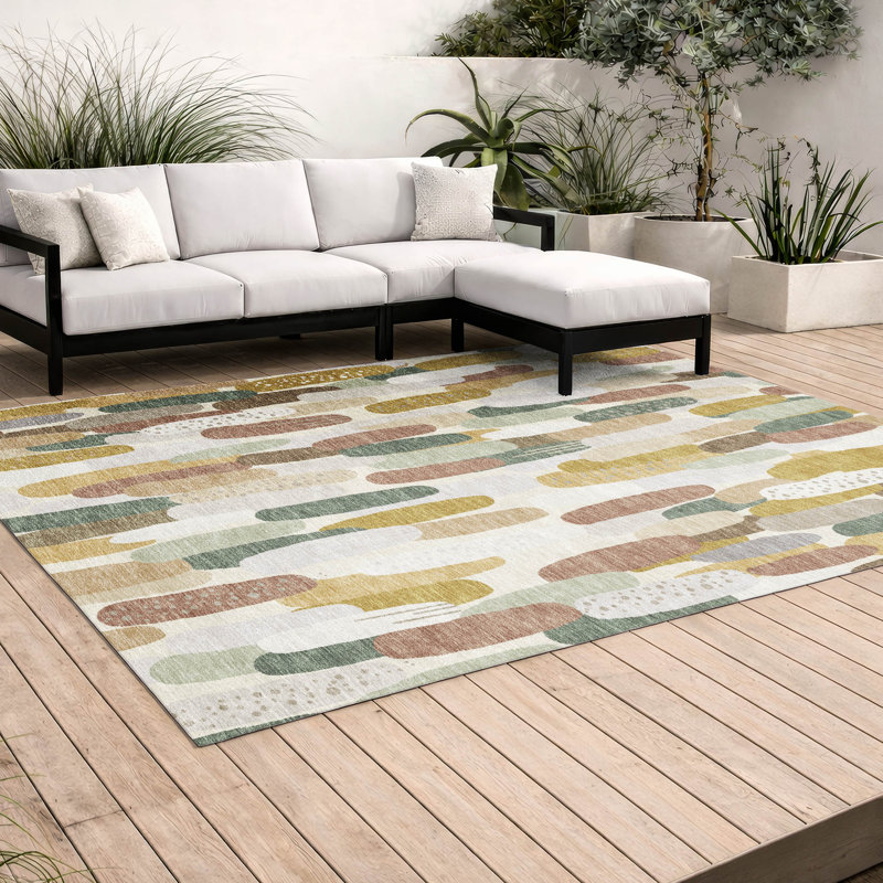 Tapis moderne Chantille ACN3111 lavable à la machine pour intérieur/extérieur, Crème, 3 pi x 5 pi