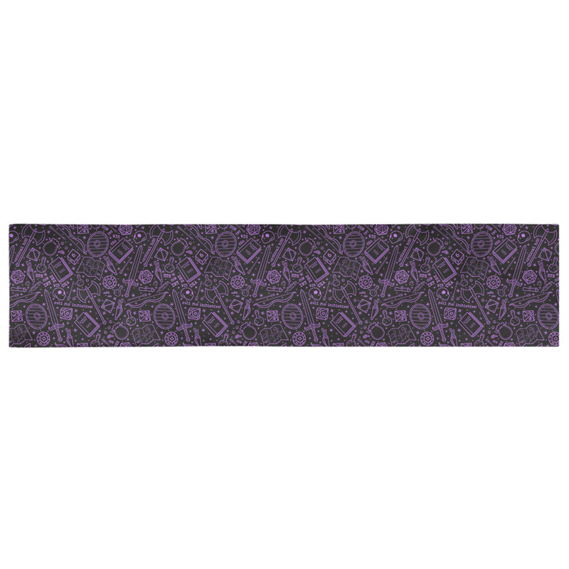 Chemin de table géométrique avicia, 90 po x 16 po, Noir / Violet, 100 % coton