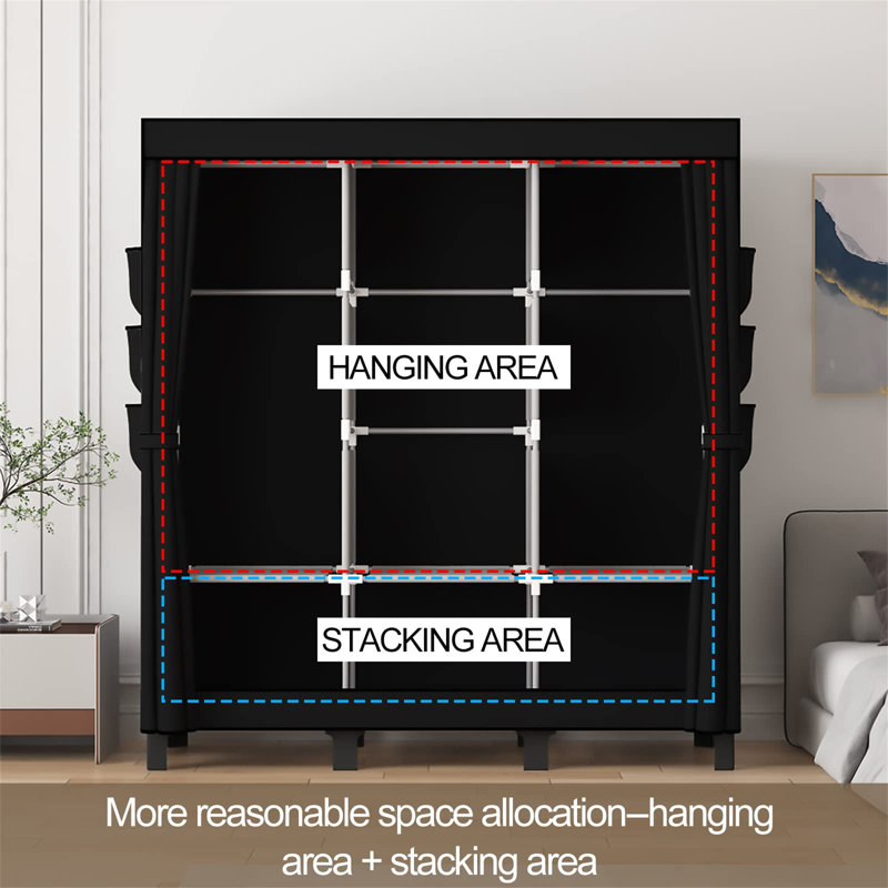 URBNLIVING Metal Wardrobe, Black