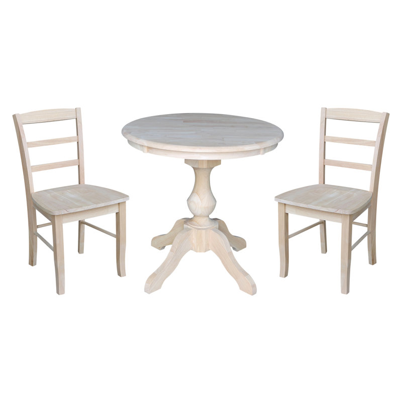 Coumba 2 - Person Solid Wood Top Pedestal Dining Set, Unfinished