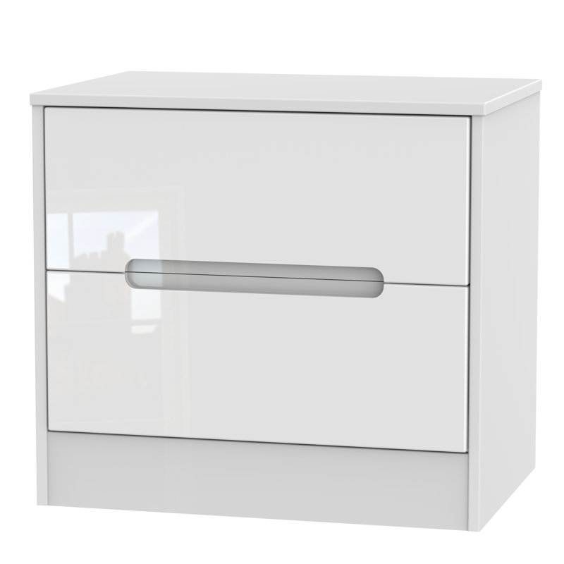 Fully Assembled Vernon 2 Drawer Chest, White Gloss