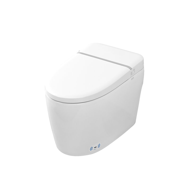 Smart Toilet Bidet With Self-Cleaning Nozzle, Heated Seat, Night , Knob Control, Blackout Flushing, Silent Slow Down, Soft Close, Auto Flush, 3 Heat Choices, White Ceramic Descent, Temperature