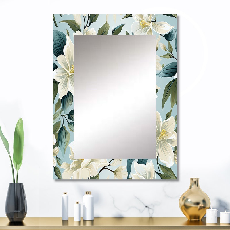 Motif tropical Deirore Coastal Neutrals - miroir unique tropical, 32 po x 24 po