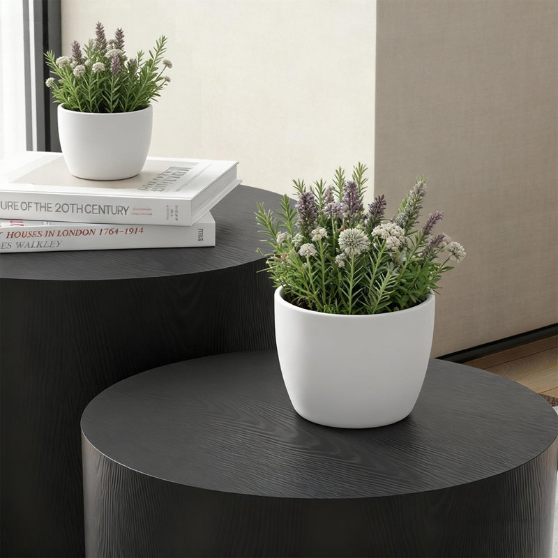 Ensemble de 2 tables basses gigognes avec pieds antidérapants Nesting, Noir