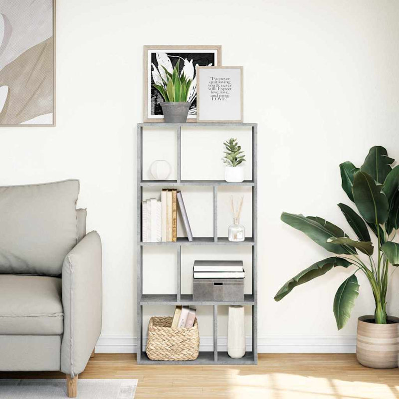 Schrey Book Cabinet Bookcase, (8 Shelves) 120cm H x 60cm W x 20cm D, Concrete Grey