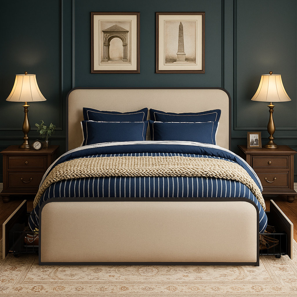 Red Barrel Studio® Henos Upholstered Metal Platform Storage Bed & Reviews | Wayfair
