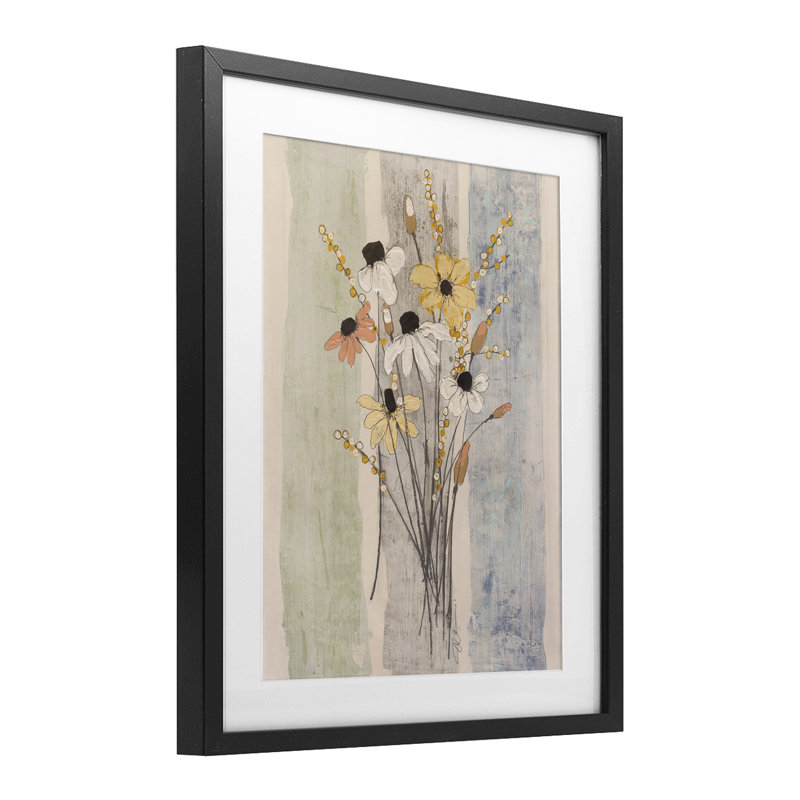 «Coastal Field Flowers», reproduction encadrée sous verre, conception de Filippo Ioco, H 21 po x l 17 po, Cadre noir minuit