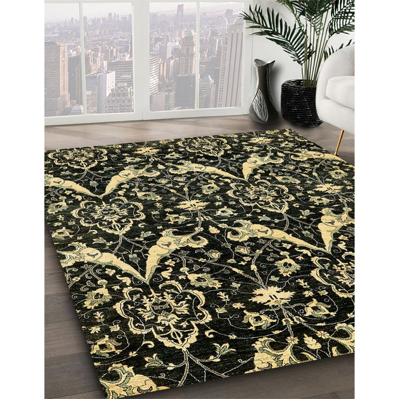 Tapis décoratif multicolore à motif abstrait, Rectangle 5 pi x 7 pi