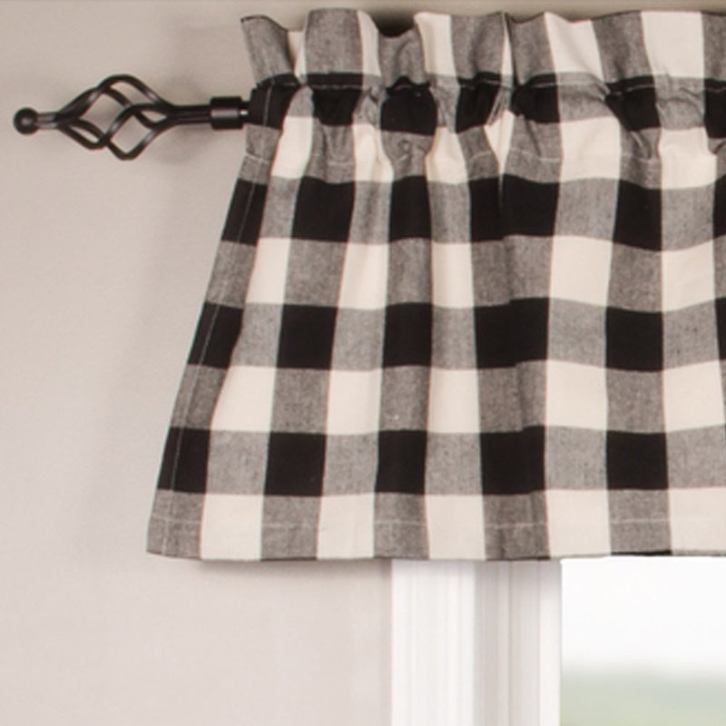Cotton Checkered Window Valance, Black