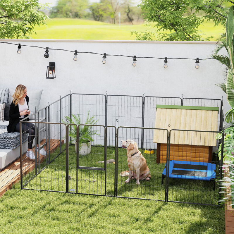 Parc pour chien, clôture à 16 panneaux avec sangles pour chiens de grande taille, H 39,40 po x l 107,10 po x P 53,50 po