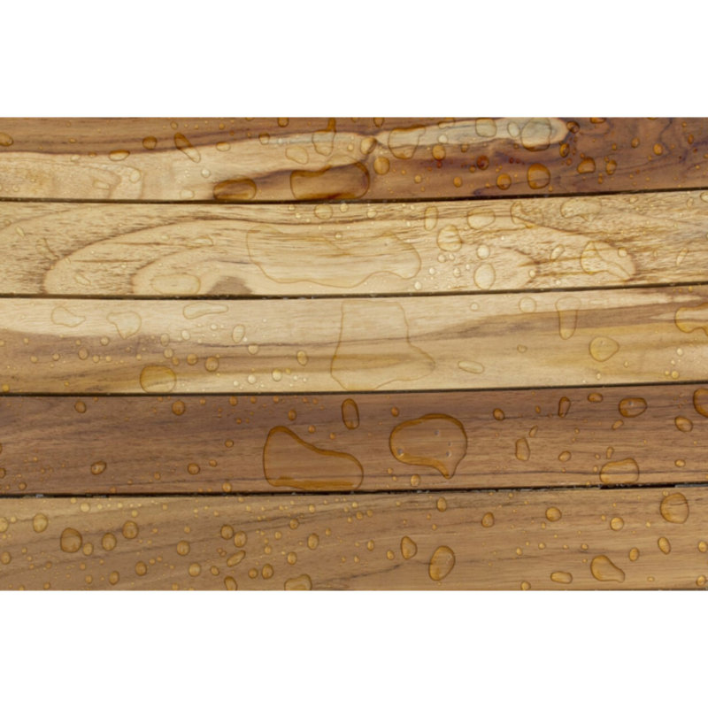 Banc de douche en bois massif Damietta, H 18 po x l 12 po x P 24 po, Brun naturel