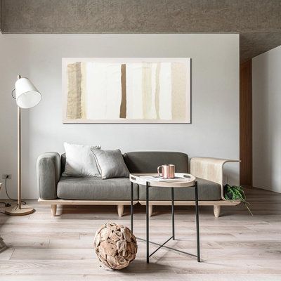 Abstrait, art mural moderne et abstrait, art mural sur toile brun et blanc