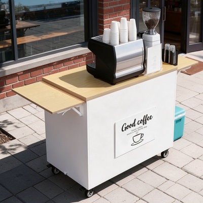 Portable Coffee Cart with Wheels for Events, Weddings & Pop Ups
