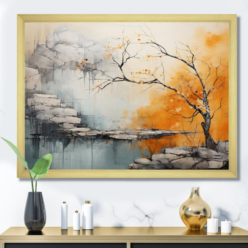 Minimalisme arbre Ephemeral Power III sur impression sur toile, Cadre doré à une seule photo, H 34 po x l 44 po x P 1,5 po