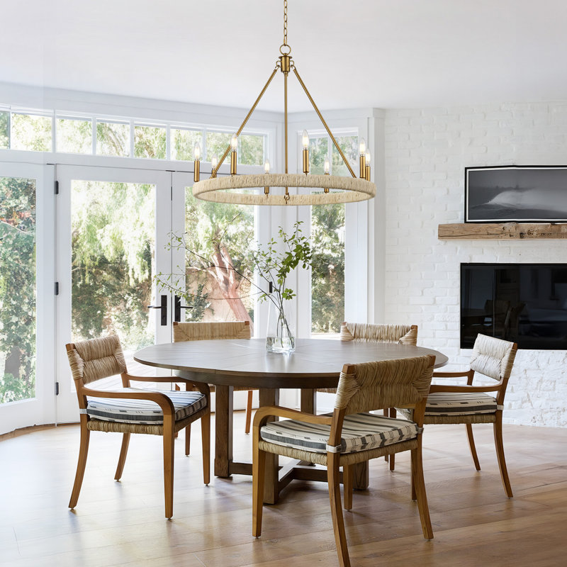 8-Light Candle Style Dimmable Wagon Wheel Chandelier